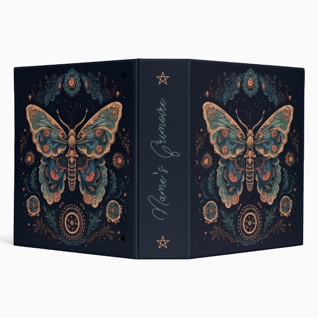 Create Your Own Retro Style Celestial Moth Totem 3 Ring Binder (Background)