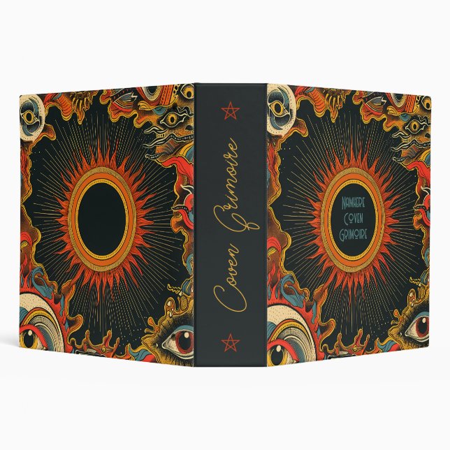 Create Your Own Retro Sun Solar Energy Magic 3 Ring Binder (Background)