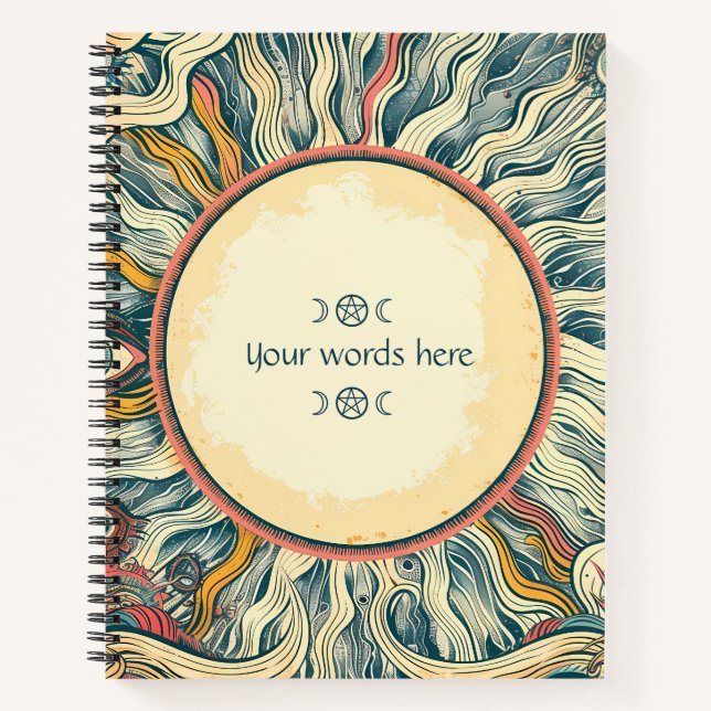 Create Your Own Retro Sun Solar Magic Notebook (Front)