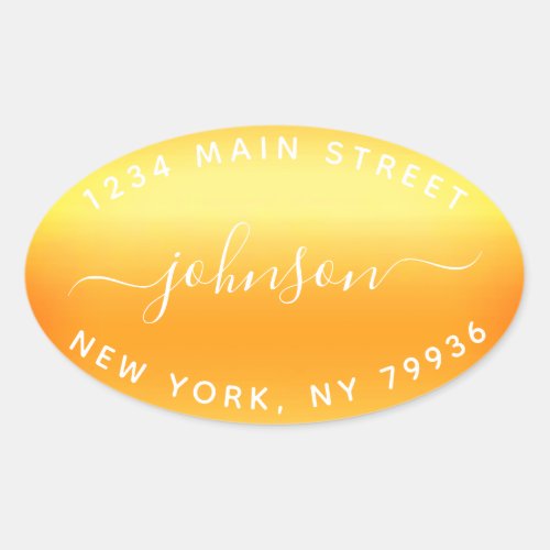 Create Your Own  Return Address Gold White Oval Sticker