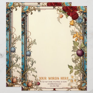 Create Your Own Romantic Autumn Garden Floral Letterhead