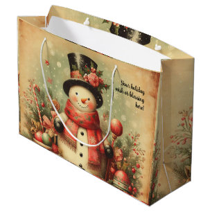 Create Your Own Romantic Christmas Snowman Large Gift Bag