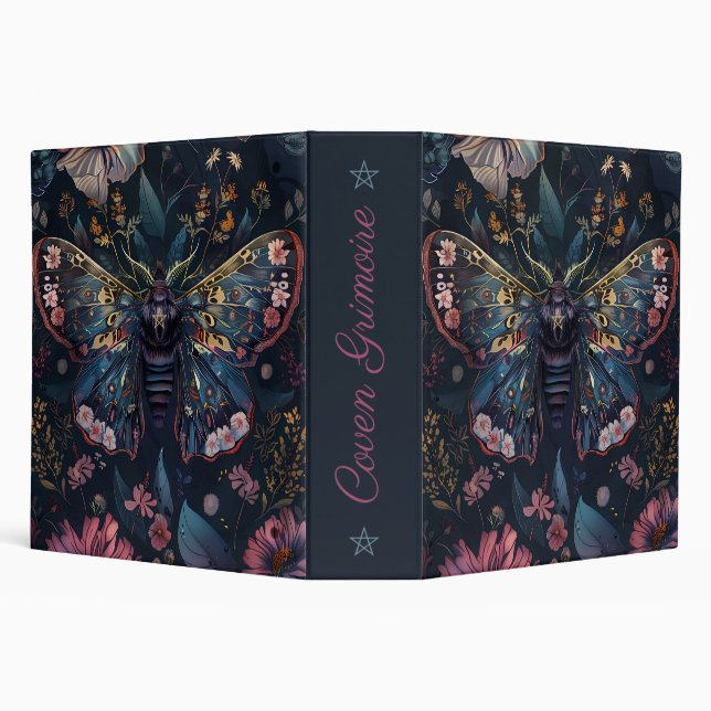 Create Your Own Romantic Fantasy Floral Moth 3 Ring Binder (Background)