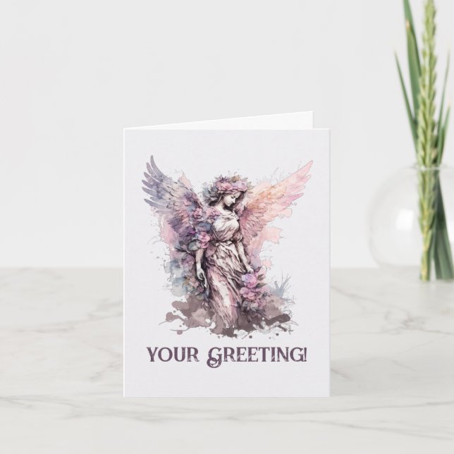 Create Your Own Romantic Gothic Christmas Angel  Holiday Card (Front)