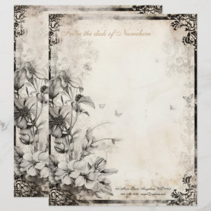Create Your Own Romantic Gothic Grey Floral Letterhead