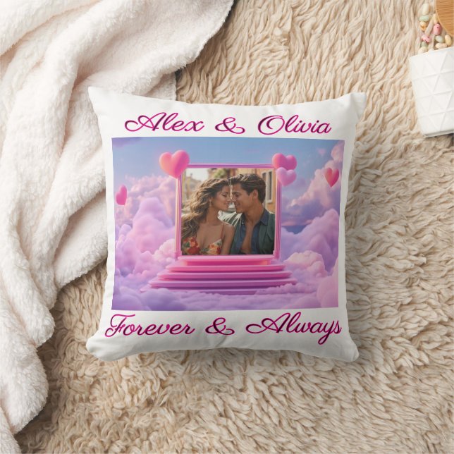 Create Your Own Romantic Heart Photo Template Throw Pillow (Blanket)