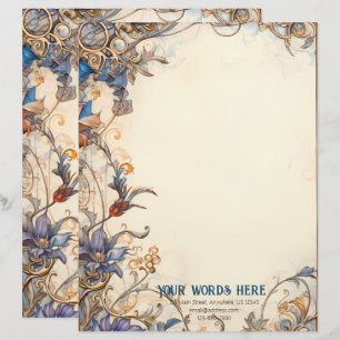 Create Your Own Romantic Midsummer Garden Floral Letterhead