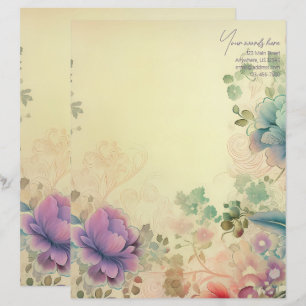 Create Your Own Romantic Peony Paradise Floral Letterhead