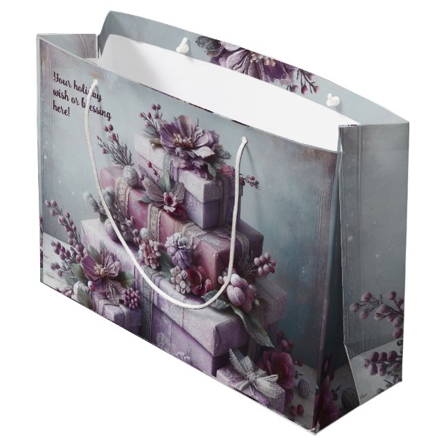Create Your Own Romantic Purple Presents Large Gift Bag (Back Angled)