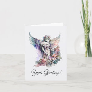 Create Your Own Romantic Rose Angel Christmas Holiday Card