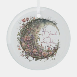 Create Your Own Romantic Roses Floral Moon Glass Ornament