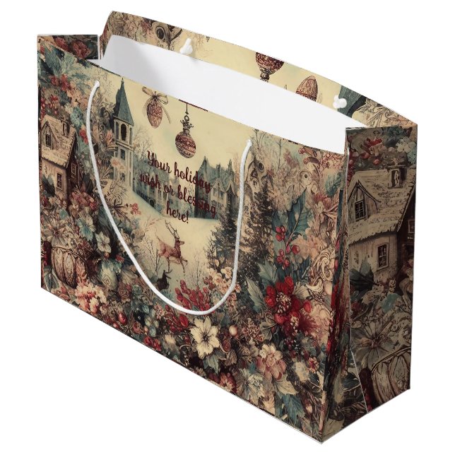Create Your Own Romantic Victorian Christmas Scene Large Gift Bag (Back Angled)