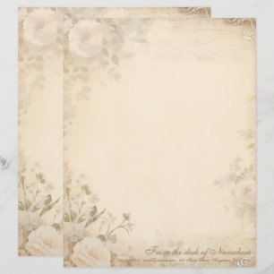Create Your Own Romantic Vintage Roses Floral Letterhead