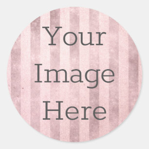 Create Your Own Rose Gold + Blush Pink Worn Stripe Classic Round Sticker