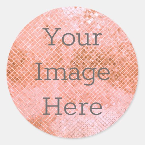 Create Your Own Rose Gold Diamond Tile Faux Foil Classic Round Sticker