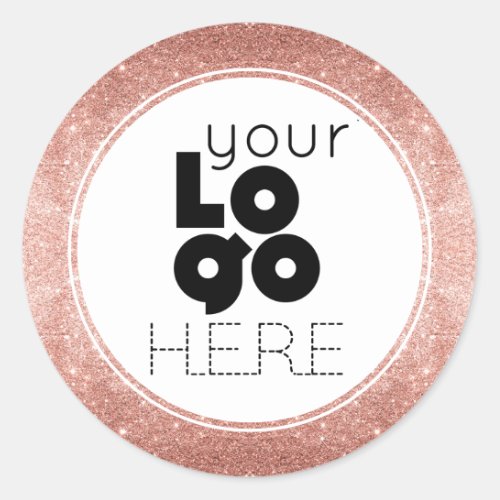 Create Your Own Rose Gold Glitter Custom Logo Classic Round Sticker