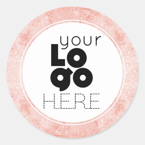 Create Your Own Rose Gold Glitter Pink Marble Logo Classic Round Sticker