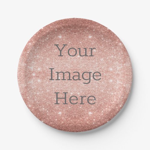 Create Your Own Rose Gold Glitter Sparkle Metallic Paper Plates