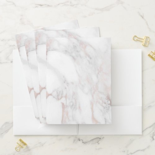 Create Your Own Rose Gold White Marble Template Pocket Folder