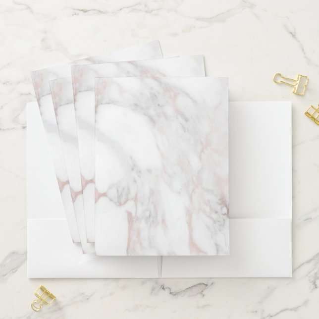Create Your Own Rose Gold White Marble Template Pocket Folder (In Situ)