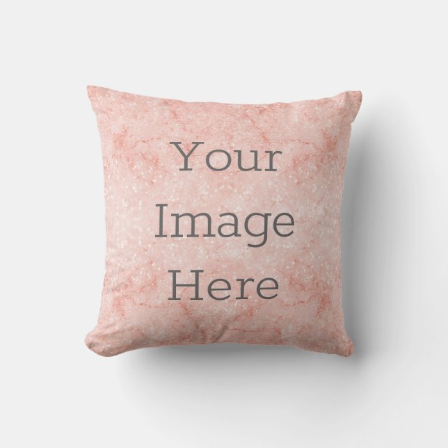 Create Your Own Rose Quartz Pink Sparkle Marble Throw Pillow (Front)