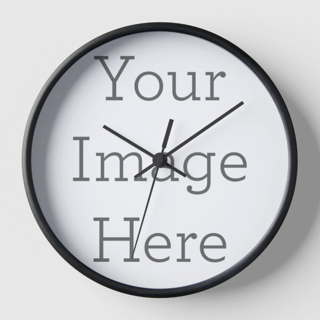 Wall Clock, 10" Round Black Wooden Frame (Front)