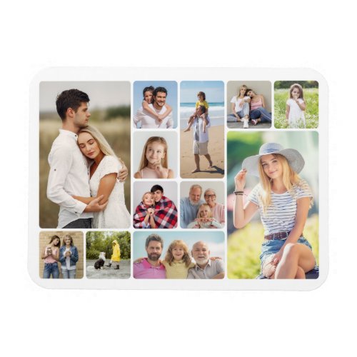 Create Your Own Round Corners 12 Photo Collage Magnet