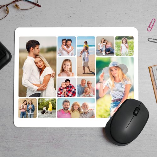 Create Your Own Round Corners 12 Photo Collage Mouse Pad