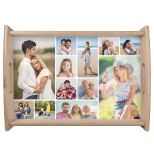Create Your Own Round Corners 12 Photo Collage Serving Tray
