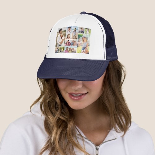 Create Your Own Round Corners 12 Photo Collage Trucker Hat