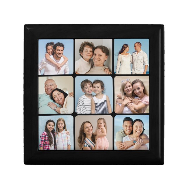 Create Your Own Round Corners 9 Photo Collage Gift Box (Front)