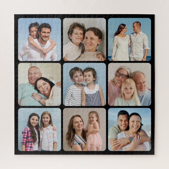 Create Your Own Round Corners 9 Photo Collage Jigsaw Puzzle (Vertical)