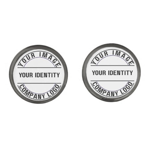 Create Your Own Round Cufflinks Gunmetal Plated
