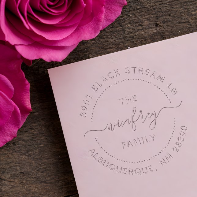 Create Your Own Round Family Name Return Address Embosser (Creator Uploaded)