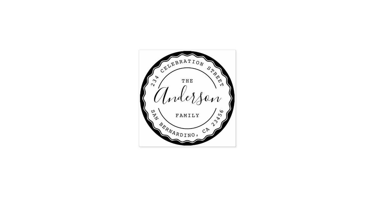Last Name Round Personalized Address Stamp