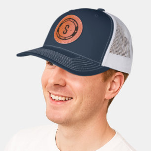 Create Your Own Round Laser Engraved Business Logo Leather Patch Hat