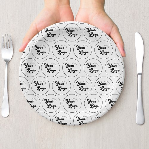 Create Your Own Round Logo Pattern Business Party Paper Plates