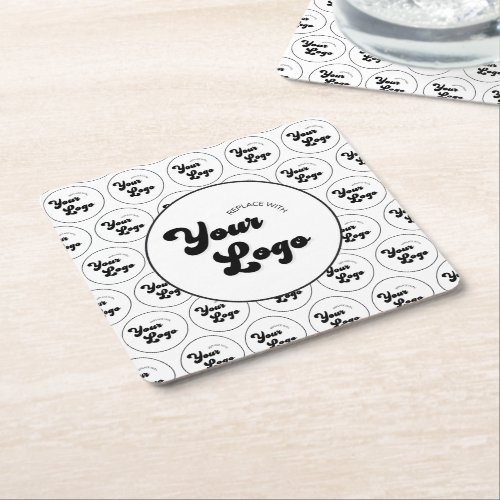 Create Your Own Round Logo Pattern Business Party  Square Paper Coaster