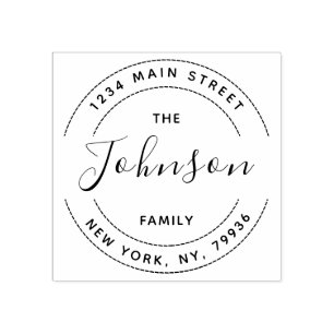 Create Your Own Round Return Address Family Name R Rubber Stamp