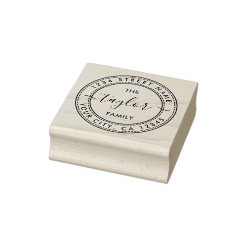 Create Your Own Round Return Address Family Name Rubber Stamp