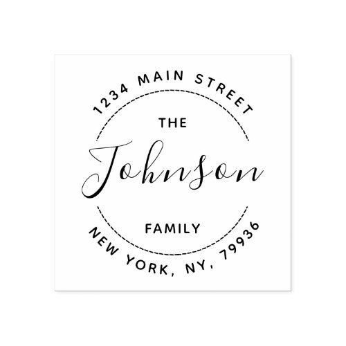 Create Your Own Round Return Address Family Name Rubber Stamp
