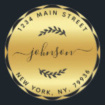 Create Your Own Round Return Address Gold Classic Round Sticker<br><div class="desc">Create Your Own Round Return Address Gold</div>