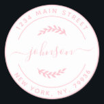 Create Your Own Round Return Address Pink White Classic Round Sticker<br><div class="desc">Create Your Own Round Return Address Pink White Classic Round Sticker</div>