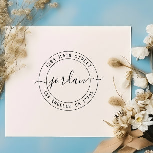 Create Your Own Round Return Address Self-inking Stamp