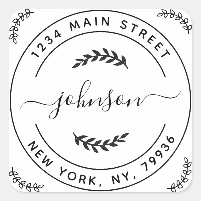Create Your Own Round Return Address Square Sticker (Front)