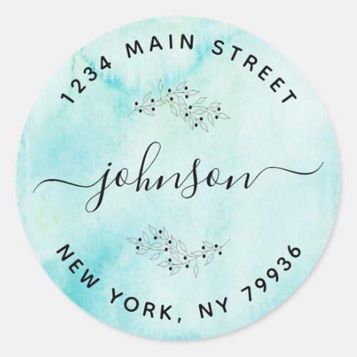 Create Your Own Round Return Address watercolor Classic Round Sticker