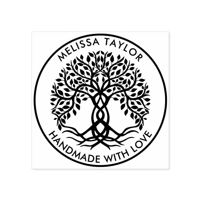 Create Your Own Round Tree of Life Family Name Rubber Stamp (Imprint)