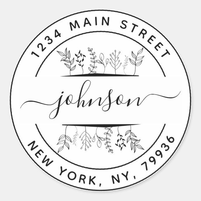 Create Your Own Round Whimsy Hand-drawn Leaves Classic Round Sticker (Front)