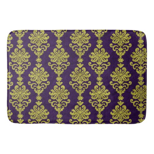Create Your Own Royal Purple Gold Damask Bath Mat