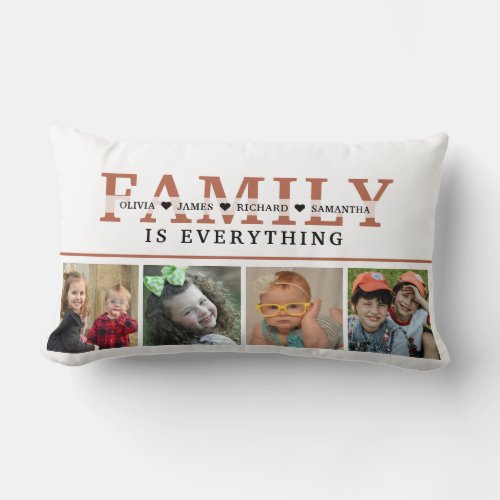 Create Your Own Rust Family Quote  4 Photo Collage Lumbar Pillow